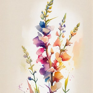 Bunte Löwenmäulchen - botanische Aquarelle Illustration - sofortiger digitaler Download - druckbare Wandkunst - Wohnkultur