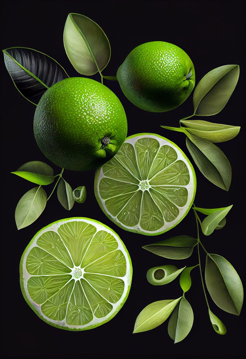Limes - Fruit Art Print - Botanical Illustration Style - Instant ...