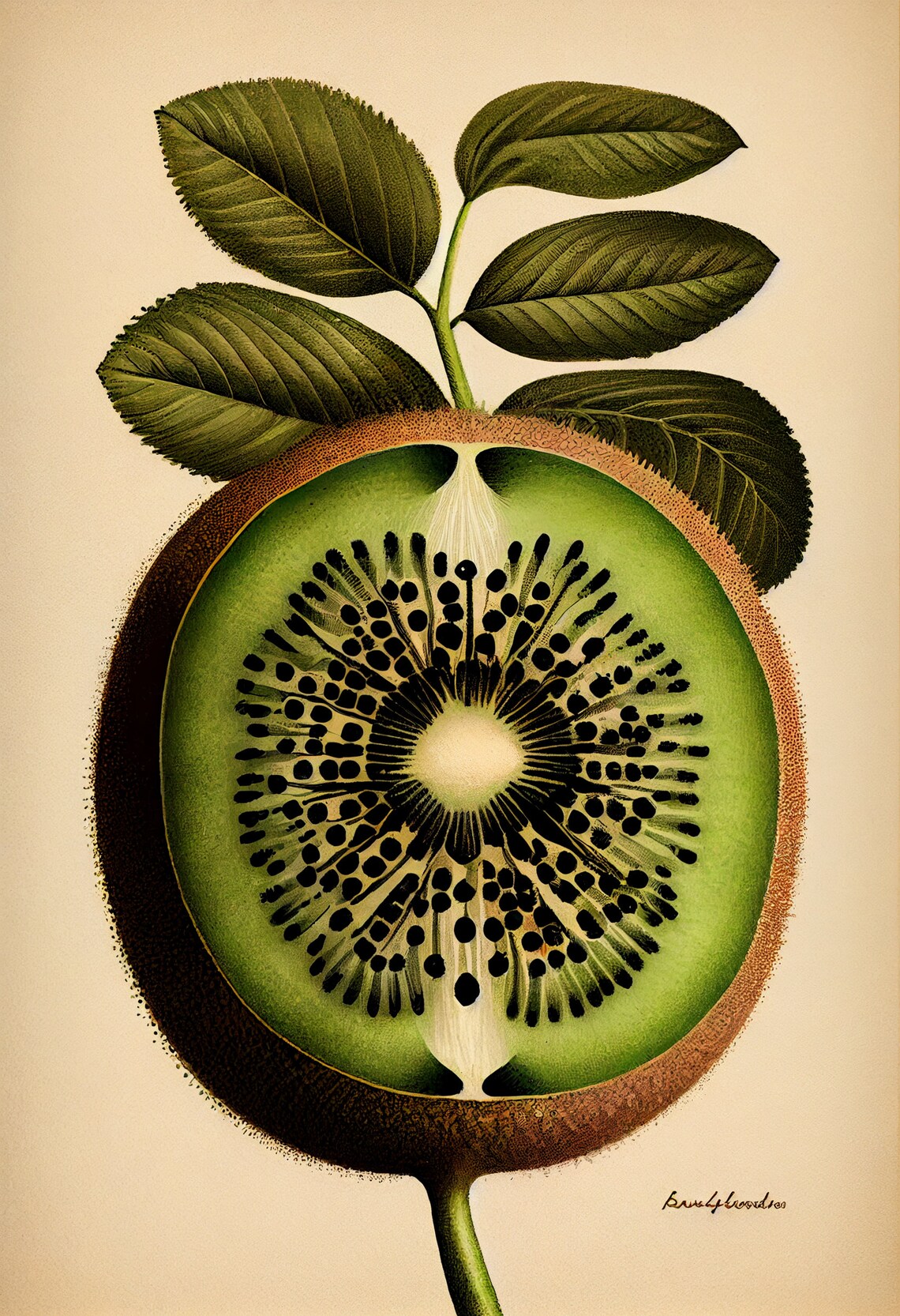 Kiwi - Fruit Art Print - Botanical Illustration Style - Instant Digital Download - Printable ...