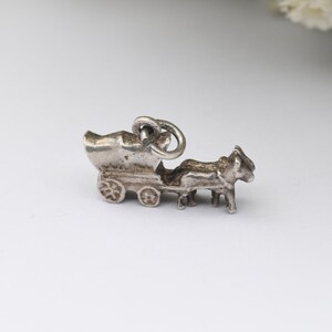 Vintage Pferdewagen Charm Anhänger - Pferde und Wagen | Prinzessin Kutsche | 925 Sterling Silber