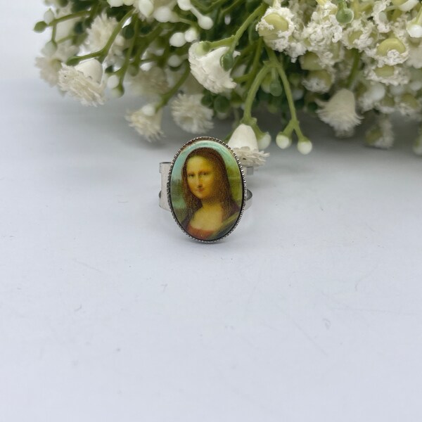 Bague Mona Lisa vintage | Bague portrait | Bijoux de déclaration | Bague argentée | Bijoux fantaisie | Bague Souvenir du Louvre