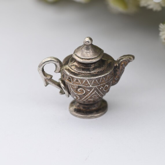 Vintage Teapot Charm Pendant - Antique Style Orna… - image 1
