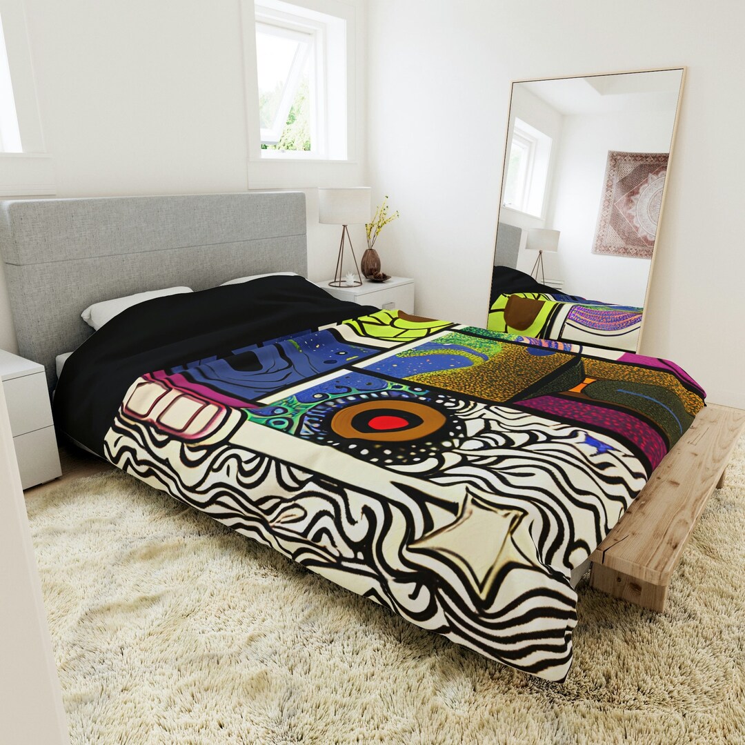 Duvet Cover Art Inspired Bedding Home Staging Queen Duvet Art Lovers Vibrant Bold Bedding Etsy