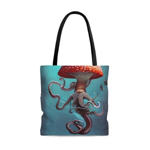 Tote Bag Strandtasche für Bücher Handtasche mit Oktopus Pilz Unterwasser Retreat Strandtasche Frauen Pool Day Bag