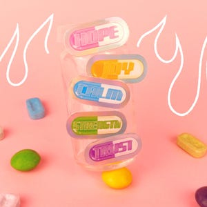 Motivation Pill Holographic Sticker Pack | Mental Health | Menhera | Y2K