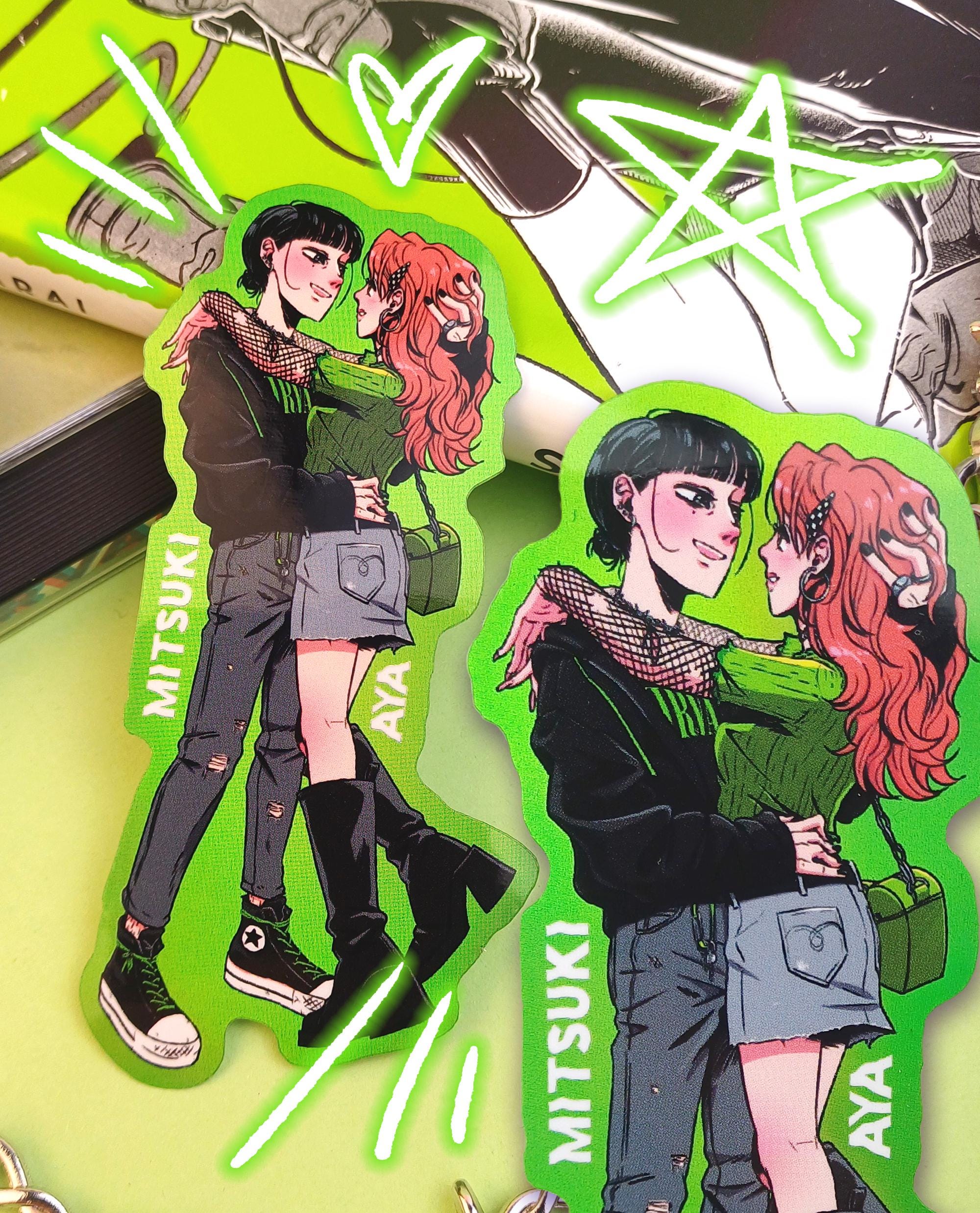 Holographic Green Lesbians Sticker | Aya Oosawa | Mitsuki Koga