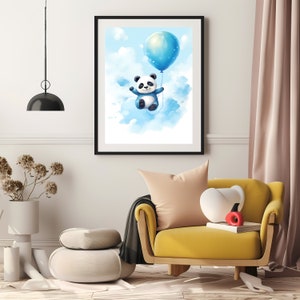Bundle, Blue Baby Panda with Balloons , 5 different designs, Printable ,size A2