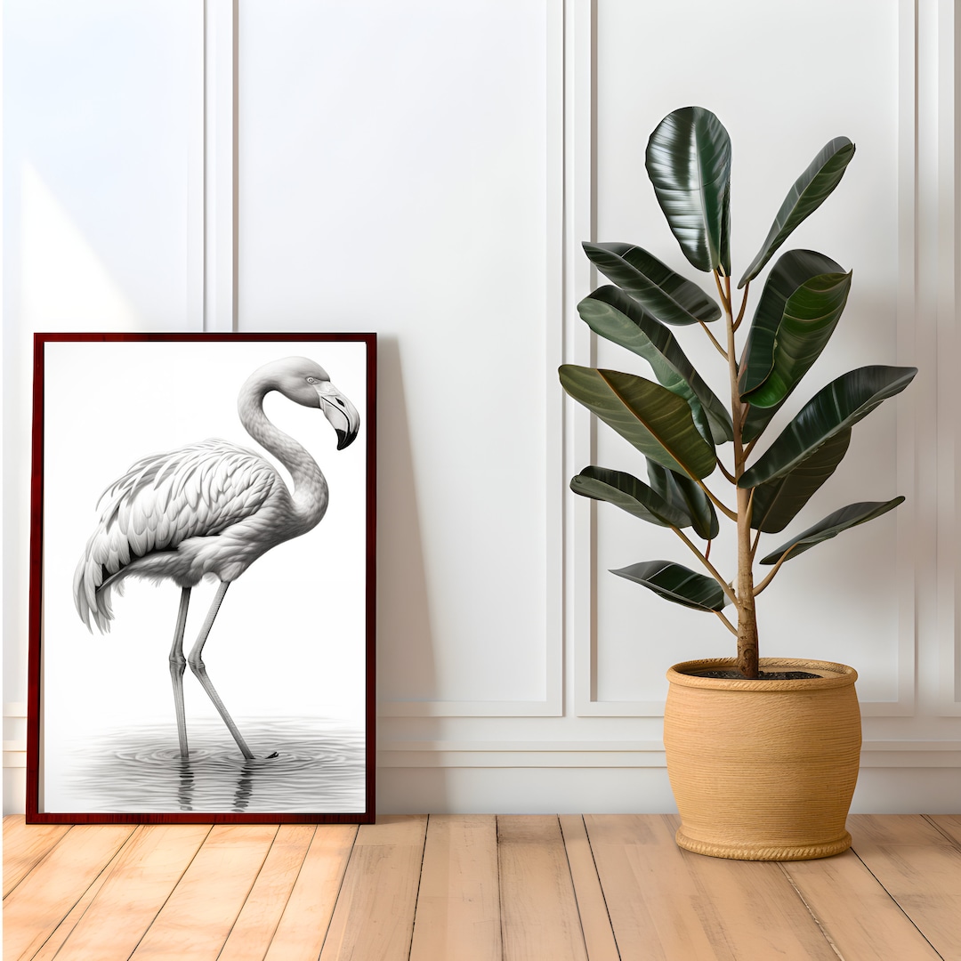 Black and White Printable Flamingo Wall Art I Print 25 Sizes Imodernart ...