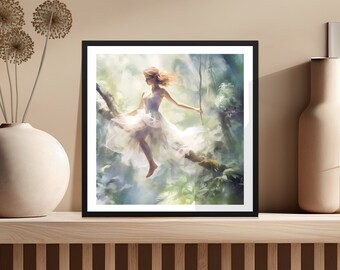 Enchanted Forest Digital Art Print, Whimsical Fairy Tale Illustration, Fantasy Wall Decor, Printable Artwork, Home Decoration, Gift