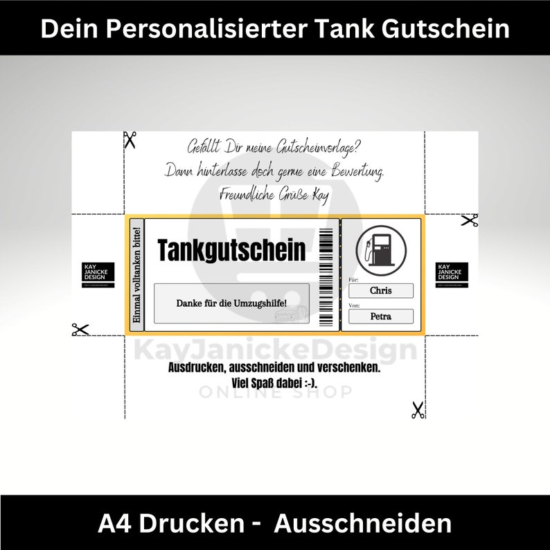Fuel Voucher Template Personalized Digital Download for Refueling. for
