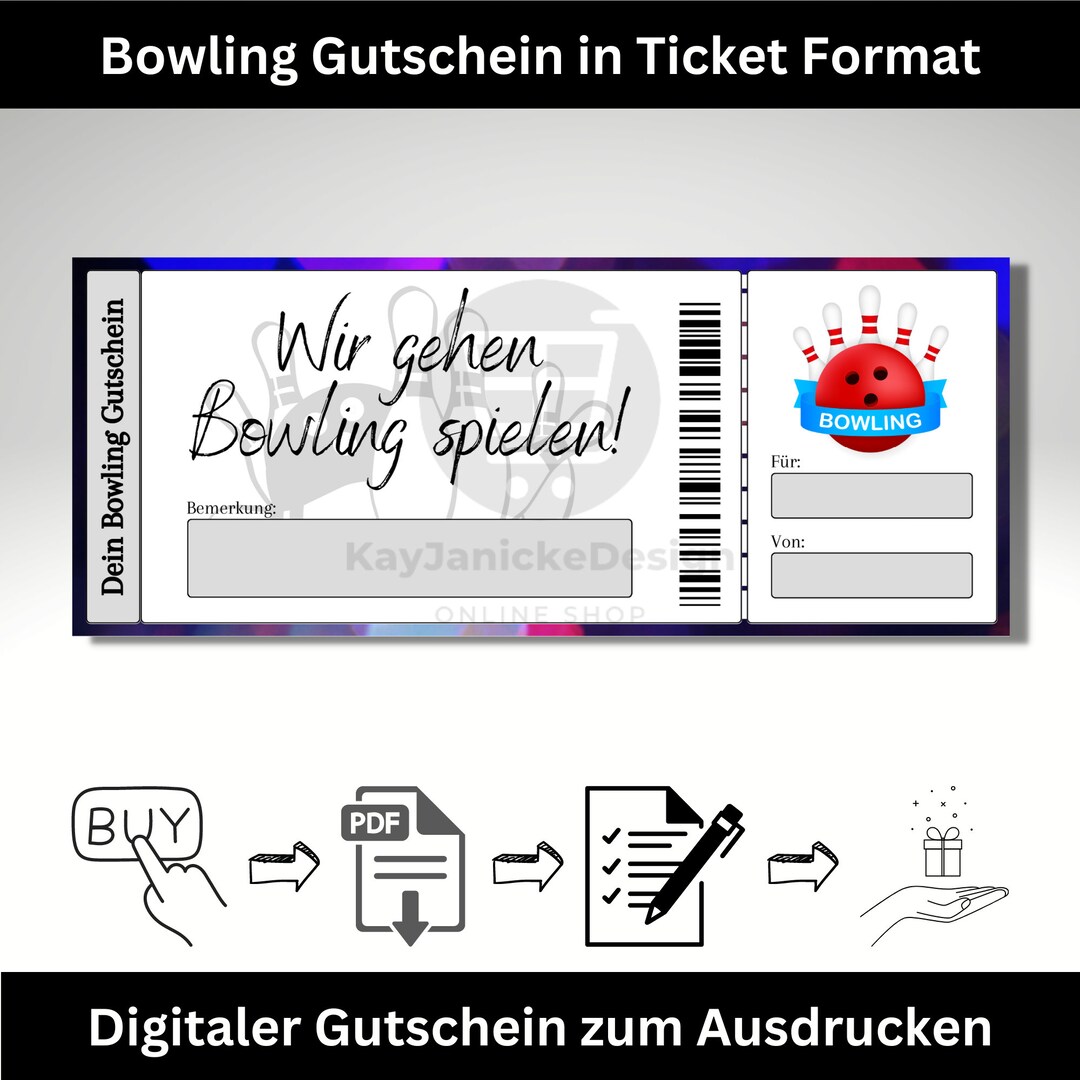 Bowling Voucher Template: Digital Download for a Trip to the Bowling ...