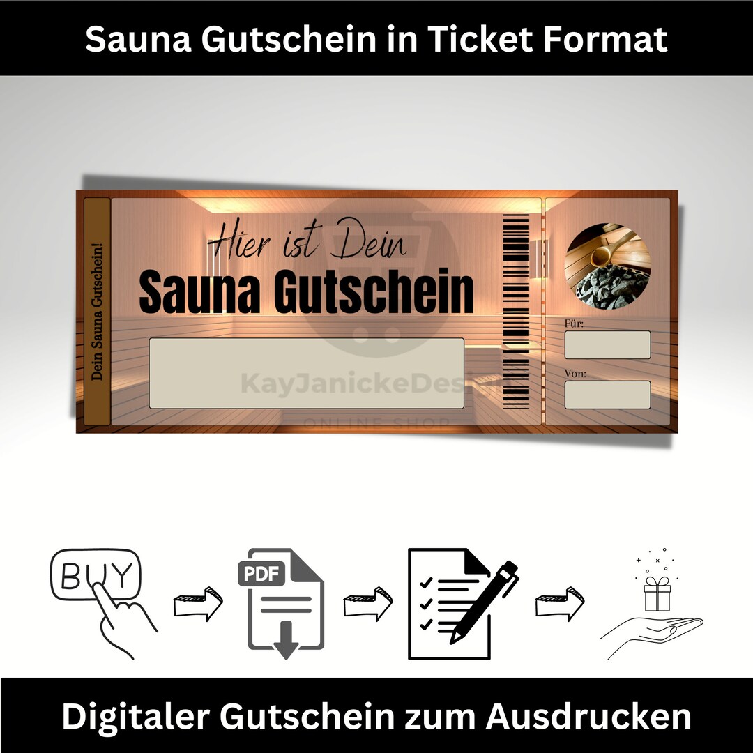 Wellness Sauna Gutschein Vorlage Digitaler Download Zum Etsy