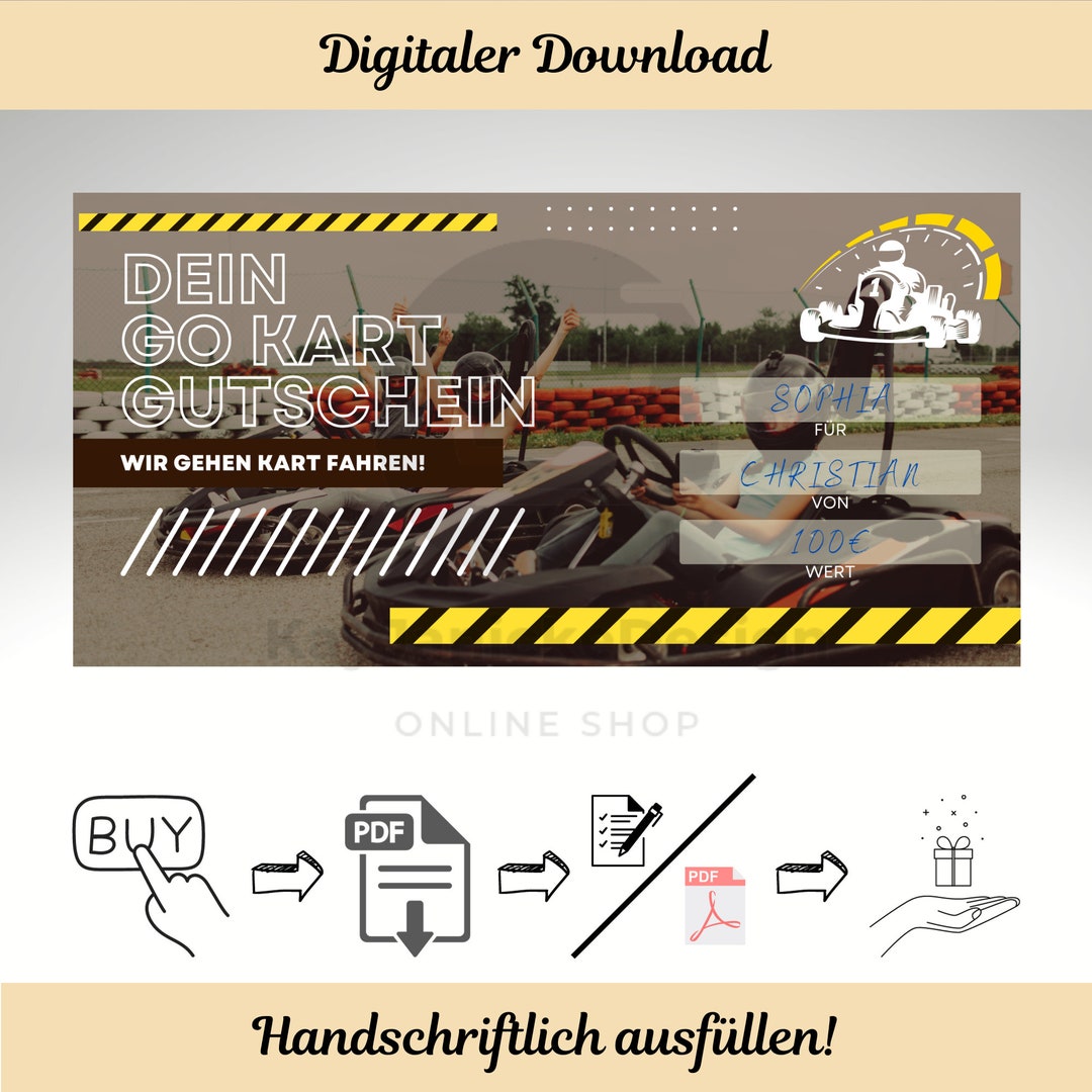 Go Kart Voucher Template Digital Download File in Ticket Format to ...