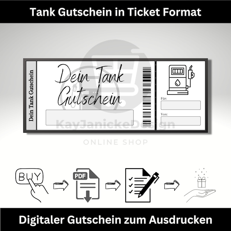 Fuel Voucher Template Digital Download for Refueling. for Birthday