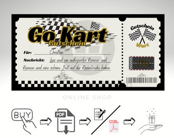 Gutschein GoKart | Personalisierter Gutschein | Kart Gutschein | Gutschein Karte | Rennsport Gutschein | Einzigartige Geschenkidee