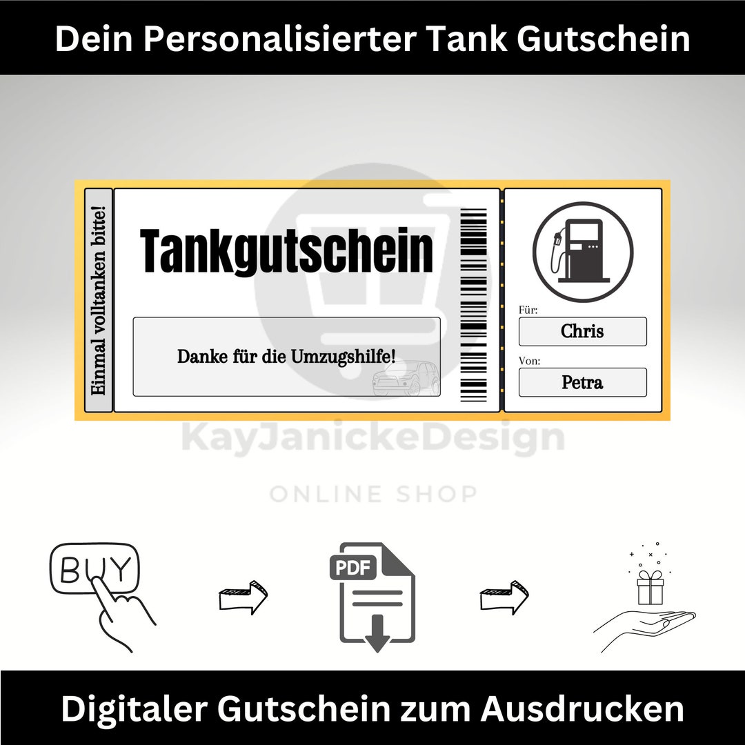 Fuel Voucher Template Personalized Digital Download for Refueling. for