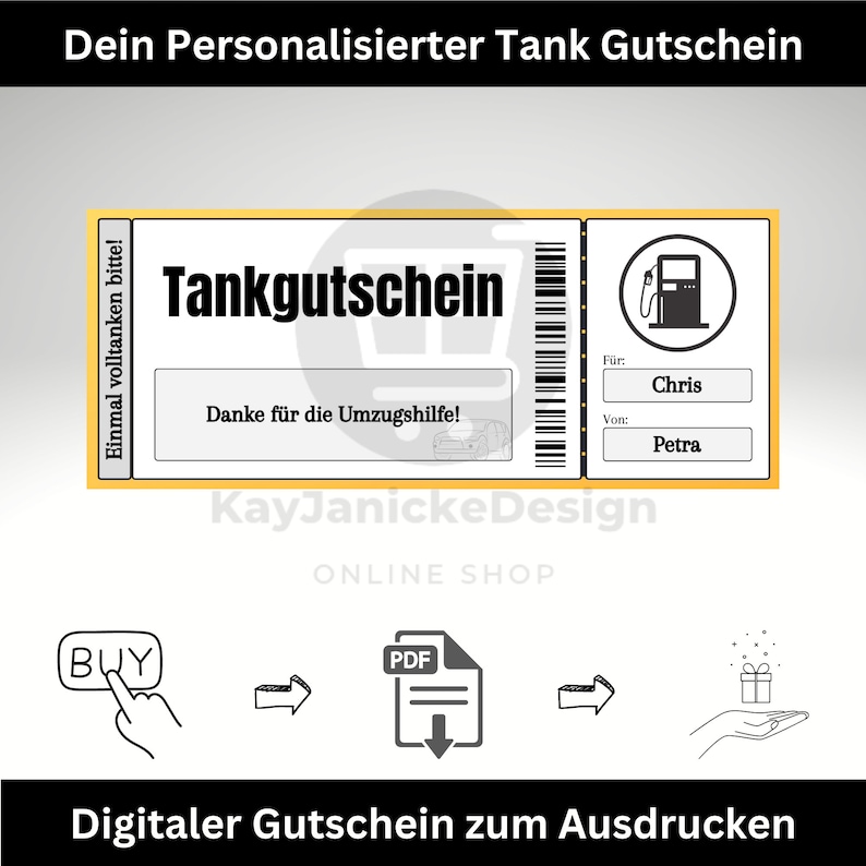 Fuel Voucher Template Personalized Digital Download for Refueling. for