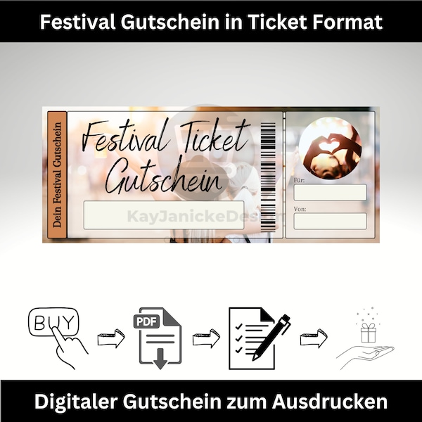 Festival Voucher Template: Digital download for a festival experience to give away.
