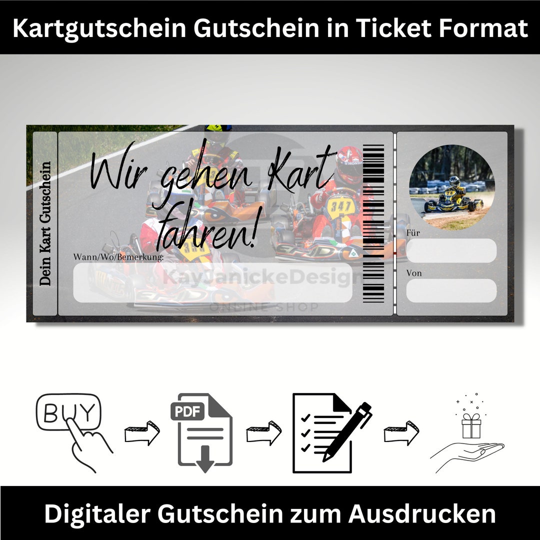 Go Kart Voucher Template Digital Download File in Ticket Format to ...