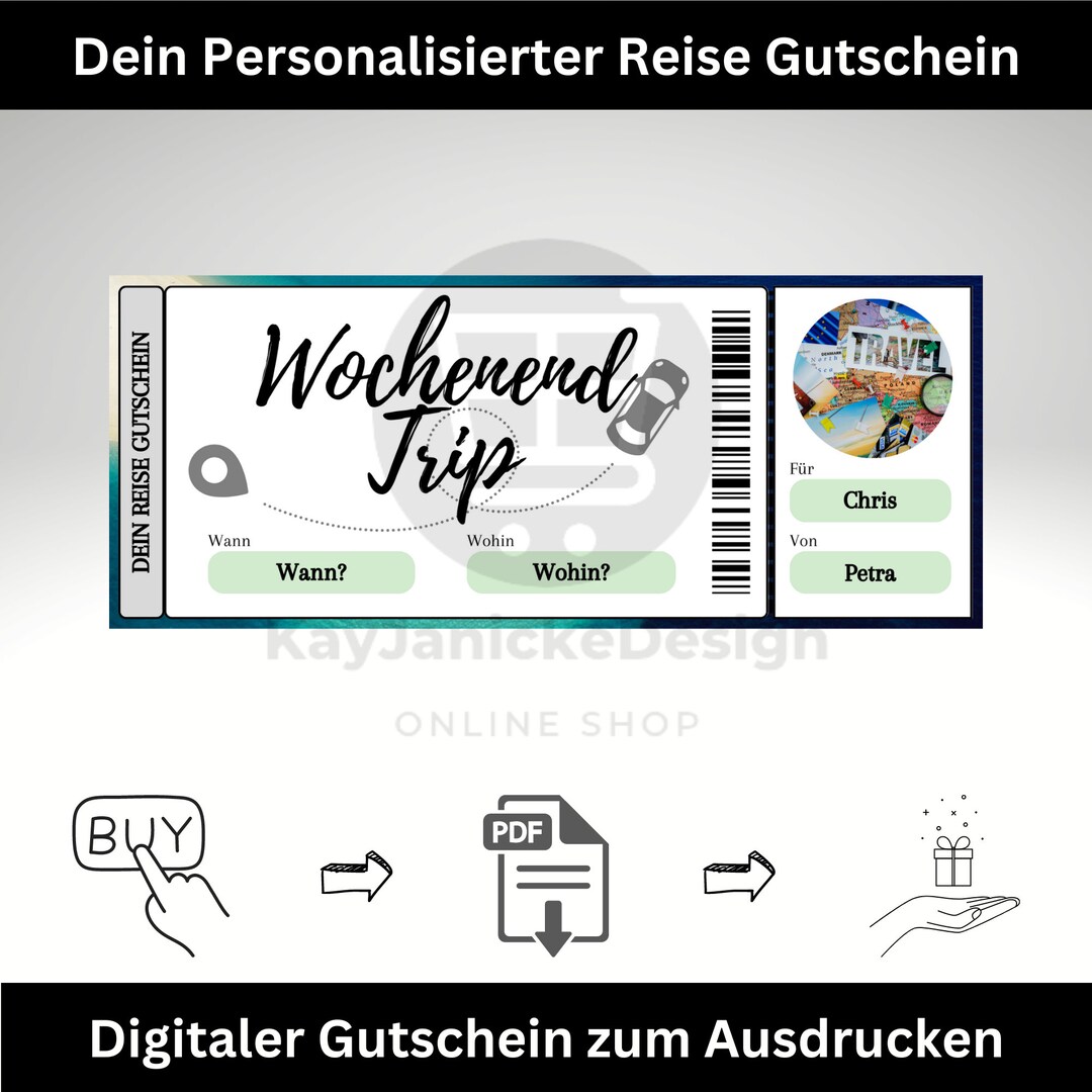 Reisegutschein Vorlage Personalisierbarer Digitaler Download für einen