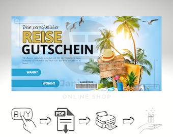 Digitaler Reisegutschein für einen Wochenendtrip - Digitaler Download im Ticketformat - Personalisierbar - Geschenkidee für Mann und Frau