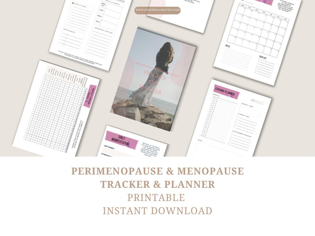 Perimenopause and Menopause Tracker and Planner, 24 Printable Pages