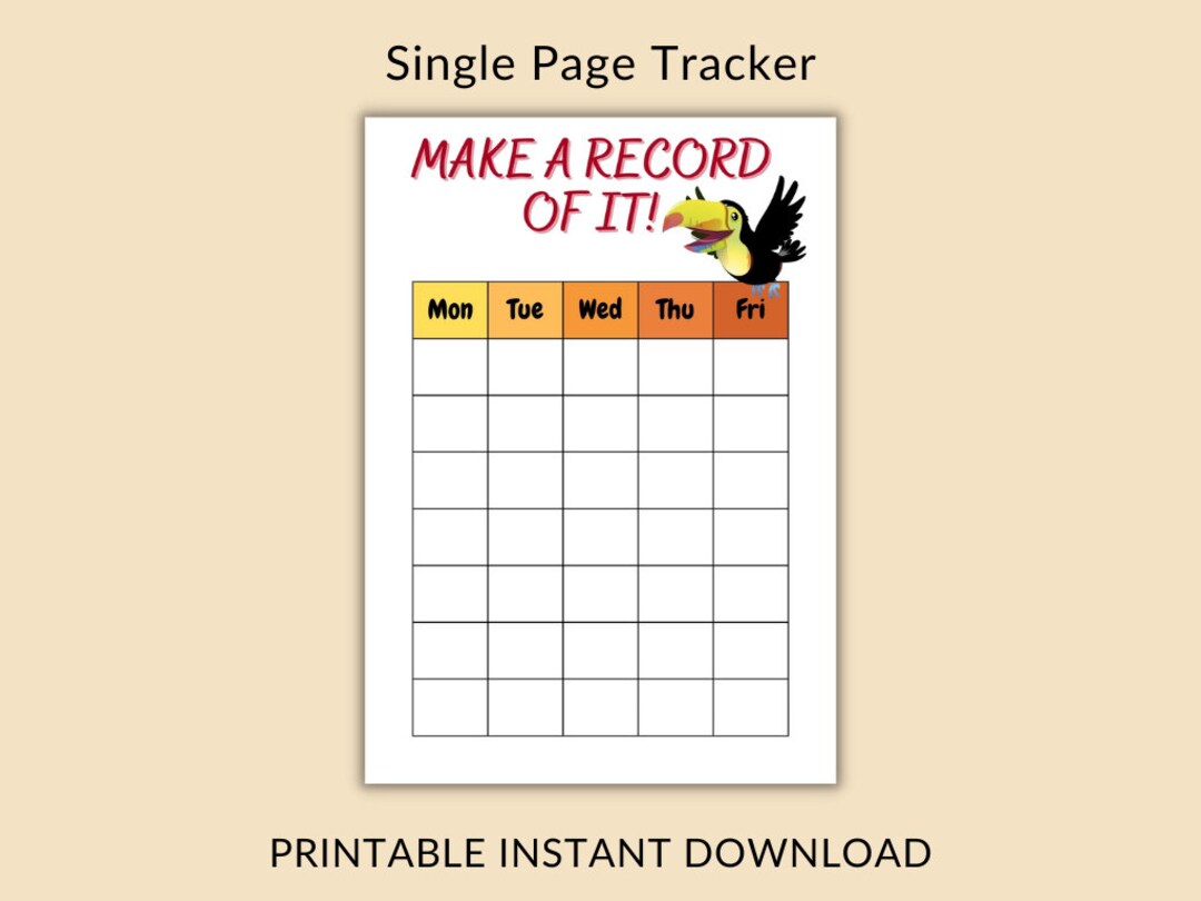 Single Page Tracker Printable Page, Digital Template Printable, PDF