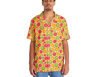 Men's Yellow Fruit Print Hawaiian Shirt