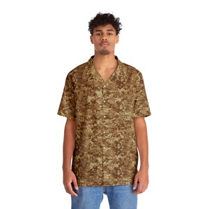 Men&#39;s Camouflage Tan Pixel Hawaiian Shirt