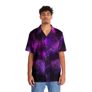 Lila Galaxy Hawaii Hemd für Herren