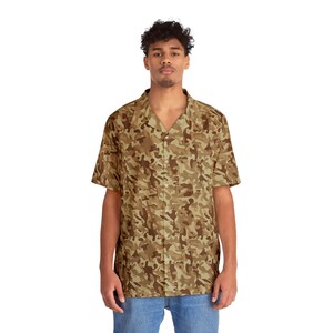 Men&#39;s Camouflage Tan Hawaiian Shirt