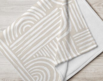 Neutral Striped Soft Fleece Throw Blanket