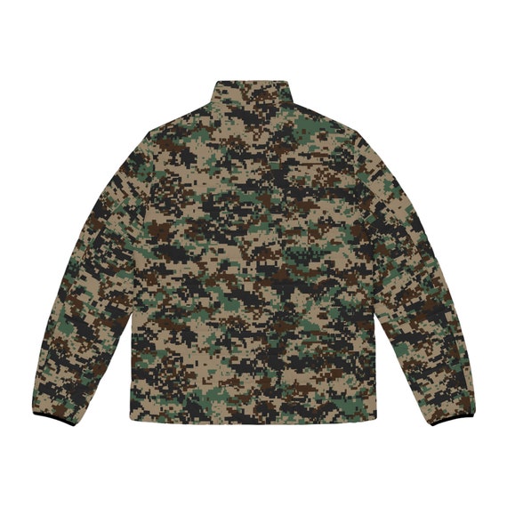 Men's Camouflage Green Pixel Puffer Jacket - Etsy