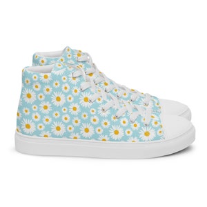 Women’s Daisy on Light Blue High Top Canvas Shoes