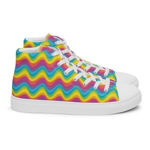 Women’s Rainbow Zig Zag High Top Canvas Shoes