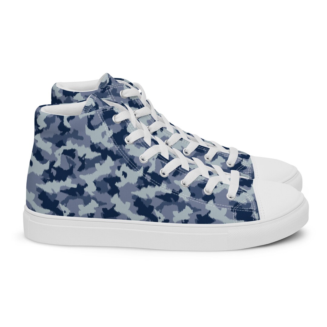 Blue Navy Camo Print Canvas Shoes