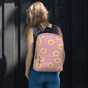 Sac à Dos Rose Smiley Faces Taille Moyenne