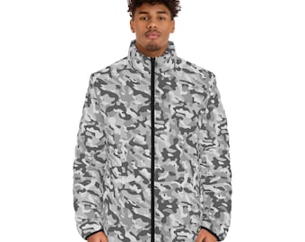 Men's Camouflage Gray Puffer Jacket