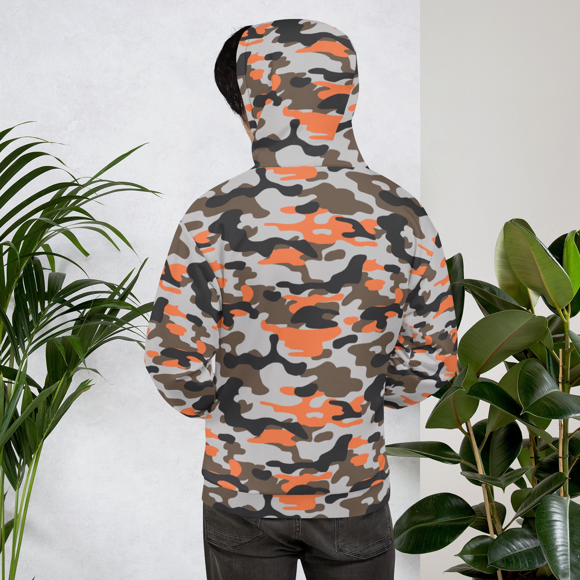 オレンジとグレーの迷彩柄ユニセックスパーカー - Etsy 日本