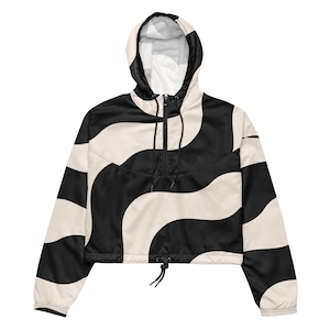 Women’s Bold Black and White Cropped Windbreaker