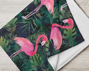 Pink Flamingo Fleece Throw Blanket