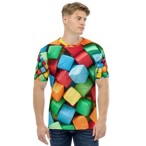 T-shirt elasticizzata Scatole di carta multicolori da uomo