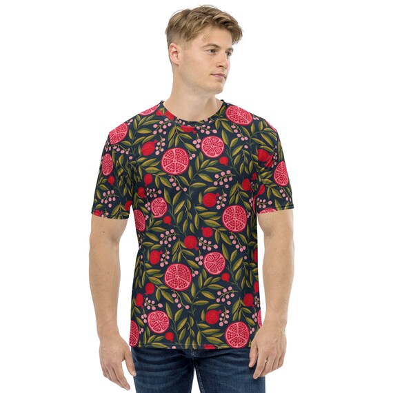 Men's Pomegranate Print Stretch T-shirt - Etsy