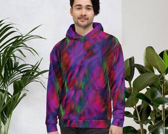 Felpa unisex astratta viola e blu