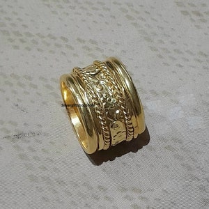 Flower Spinner ring-22k Gold Plated Spinner Ring-Men & Women Spinner- Fidget Ring- Handmade Gold Spinner Ring -Thumb Ring -Anniversary Gift.