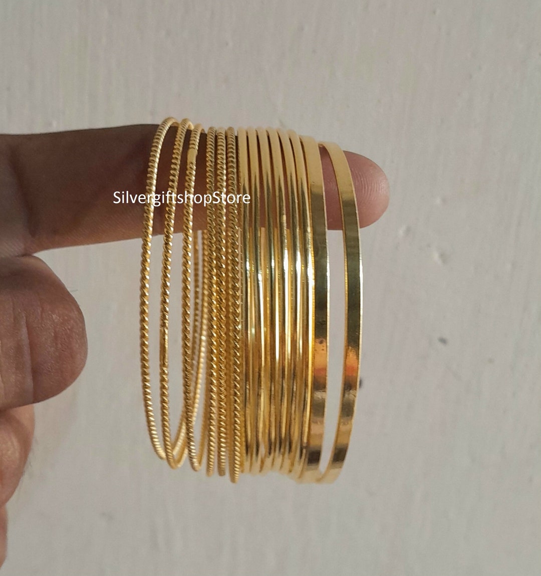 Stacking Bangles Set of 14 Gold Filled Stacking Bangles - Thin Gold Bracelets - Etsy