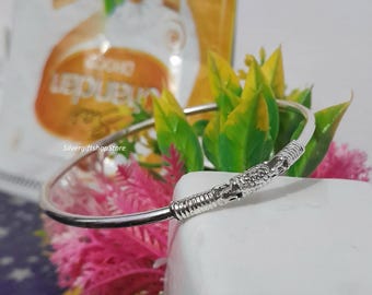 Sterling Silver Tibetan Bangle: Bali Tribal Cuff Bracelet