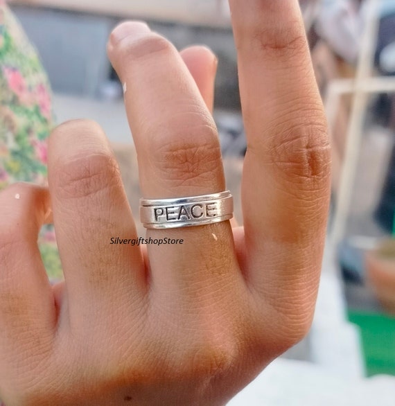 Sterling Silver Peace Spinner Ring Sterling Silver Peace Spinner Ring