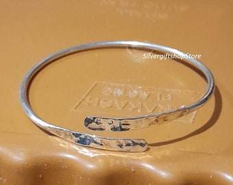Bracciale rigido regolabile in argento sterling martellato: bracciale avvolgente in filigrana realizzato a mano