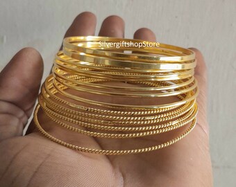 Set of Seven Hammered Gold Polish Bangles, Thin Gold Bangles, Bangle  Bracelet, Hammered Bangle, Simple Gold Bangle Gift, Gift for Mother. -   Sweden